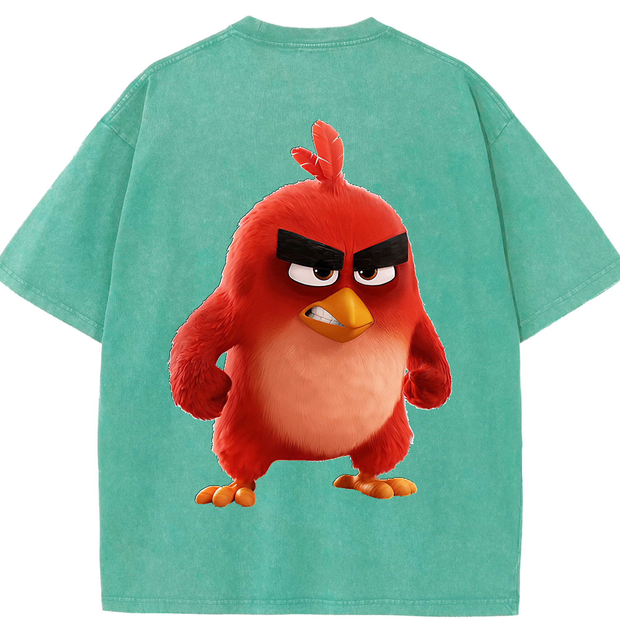 （画像用） Angry Birds アングリーバード 綿100% ヴィンテージ風 半袖Tシャツ（背面プリント）